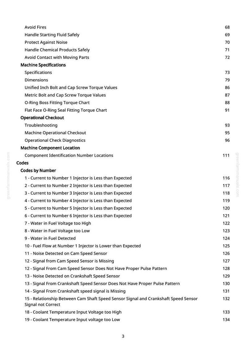 K&ouml;nnte beinhalten: Eine Seite aus einem Handbuch mit Spezifikationen, Codes und Fehlerbehebungsschritten. Der Text ist schwarz auf wei&szlig;em Hintergrund und enth&auml;lt Fachbegriffe wie "Injektor" und "Sensor". Ein greenfamumanuals.com Wasserzeichen ist vorhanden.