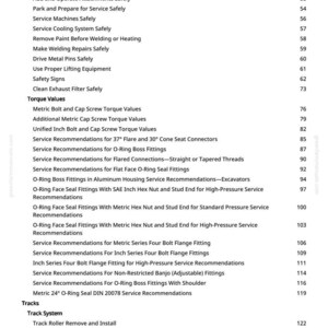 May include: A page from a manual with a table of contents. The text includes safety instructions, torque values, and service recommendations for various mechanical components. The page number is 3.