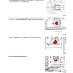May include: Diagram of a mechanical intervention method with detailed steps. Includes illustrations of parts and components, with labels and figures. Text instructions are in French, detailing the process.