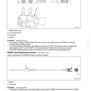 May include: Diagram of sensors and connectors, labeled with numbers and text. Includes high-pressure and low-pressure ports, connectors, and KDOC inlet temperature sensor. The image is a technical illustration.