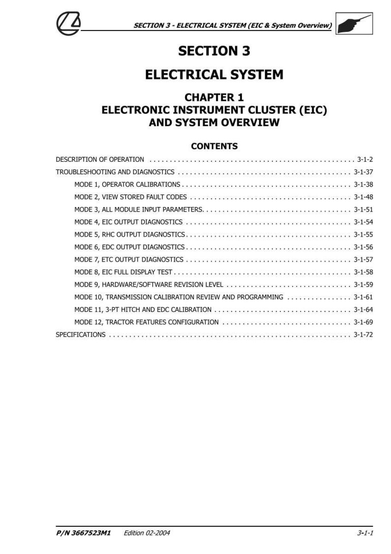 Pode incluir: P&aacute;gina de um manual t&eacute;cnico com o t&iacute;tulo "Se&ccedil;&atilde;o 3 Sistema El&eacute;trico" e um sum&aacute;rio detalhado. O documento aborda t&oacute;picos como diagn&oacute;sticos, calibra&ccedil;&otilde;es e revis&otilde;es de software. O documento &eacute; datado de 02-2004.
