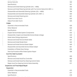 Pu&ograve; includere: Una pagina di manuale con un sommario. Il testo include sezioni su sterzo, freni e sospensioni, con numeri di pagina. Il documento &egrave; stampato su carta bianca.