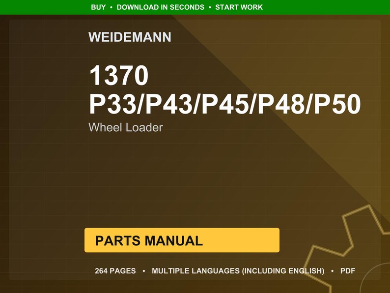 Weidemann 1370 P33 p43 p45 p48 p50 Wheel loader Parts Manual PDF | Illustrated Catalog | Instant Download image 1