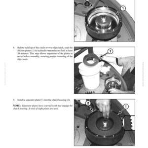 May include: Diagram of a circle reverse slip clutch assembly process. The image shows step-by-step instructions with numbered components and arrows. Text includes "DISASSEMBLY AND ASSEMBLY" and "CIRCLE REVERSE SLIP CLUTCH".