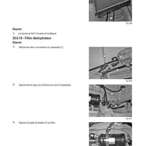 Op de afbeelding: Diagram van een autoreparatieprocedure met de titel "M&Eacute;THODE D'INTERVENTION". De afbeeldingen tonen stappen voor het verwijderen en vervangen van onderdelen, waaronder een condensor, connectoren en een filter. De begeleidende tekst is in het Frans.