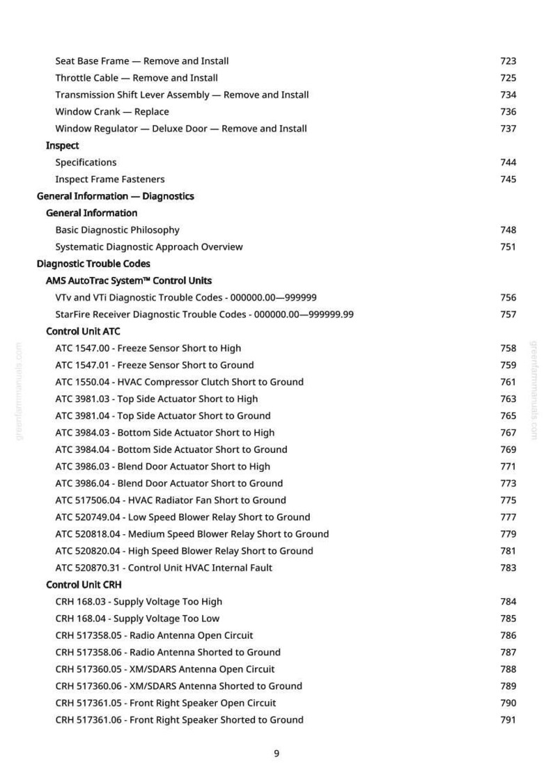 K&ouml;nnte beinhalten: Eine Seite aus einem Handbuch mit einer Liste von Fehlercodes f&uuml;r die Fahrzeugdiagnose, einschlie&szlig;lich ATC- und CRH-Codes. Der Text ist schwarz auf wei&szlig;em Hintergrund, mit Abschnitts&uuml;berschriften und Seitenzahlen.
