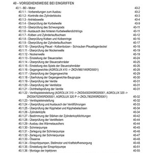 Puede incluir: Un detallado &iacute;ndice de un manual t&eacute;cnico, con una lista de procedimientos y componentes para el mantenimiento y la reparaci&oacute;n de motores. El texto est&aacute; en alem&aacute;n, con t&iacute;tulos de secciones y n&uacute;meros de p&aacute;gina.