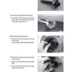 May include: Technical diagram showing the assembly of mechanical components. The image includes close-up views of parts being fitted together, with text instructions and diagrams. The components appear to be part of a larger machine.