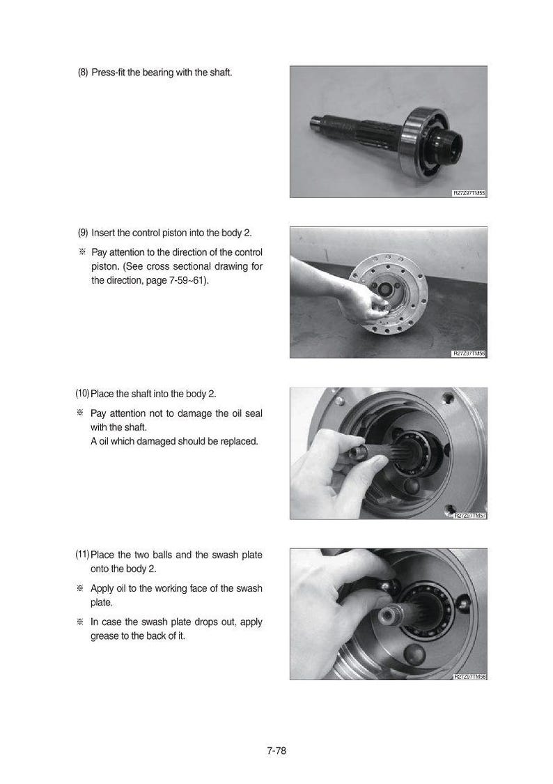 May include: Technical diagram showing the assembly of mechanical components. The image includes close-up views of parts being fitted together, with text instructions and diagrams. The components appear to be part of a larger machine.