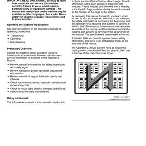 May include: A page from an operator's manual with the title "General Information." The text describes machine operation, safety, and maintenance. A diagram with a black border and a gray arrow is in the lower right corner. The page number is 00-1.