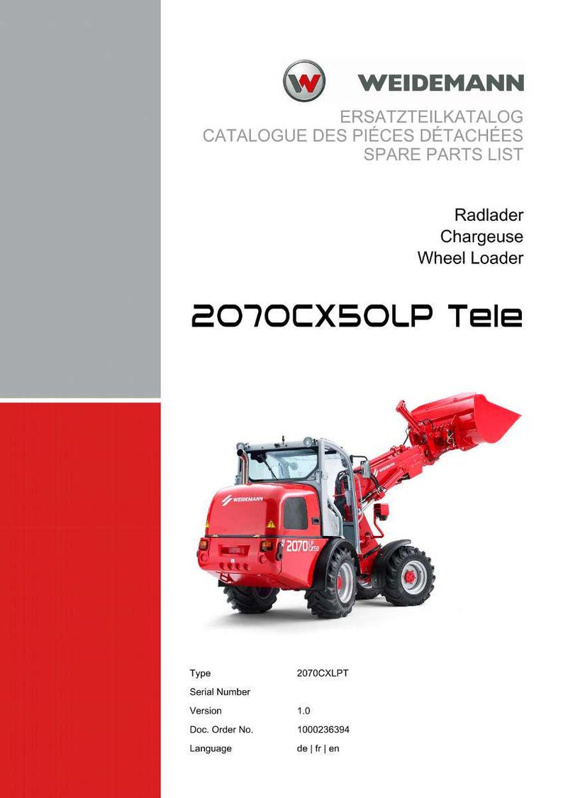Weidemann 2070Cx50lp tele Wheel loader Parts Manual PDF | Illustrated Catalog | Instant Download image 2