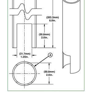 May include: Technical drawing of a snap ring removal tool, with dimensions in inches and millimeters. The tool is depicted from multiple angles, including a side view and a top-down view, with measurements such as 8.0in (203.2mm).
