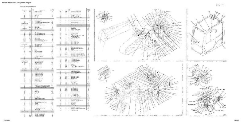May include: Technical Connector Arrangement Diagram with multiple detailed illustrations of mechanical components, including diagrams and a parts list. The diagrams are in black and white, with lines and labels pointing to various parts.