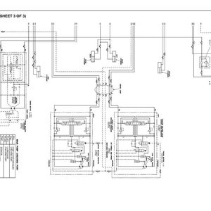 K&ouml;nnte beinhalten: Ein detailliertes Hydraulikschema, Blatt 3 von 3, mit verschiedenen Komponenten und Leitungen. Das Diagramm ist mit "HYDRAULIKDIAGRAMM" beschriftet und enth&auml;lt Text und Symbole. Das Bild ist in Schwarzwei&szlig;.