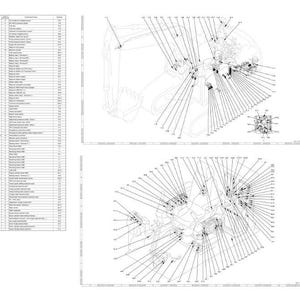 May include: An engineering diagram showing various components of heavy machinery. The image features detailed schematics, parts lists, and exploded views, with numerous callouts and labels. The diagrams are in black and white.