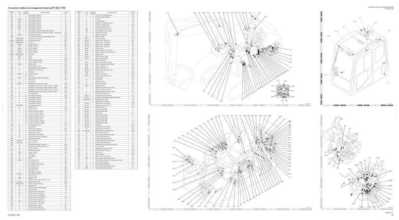 May include: An engineering diagram showing various components of heavy machinery. The image features detailed schematics, parts lists, and exploded views, with numerous callouts and labels. The diagrams are in black and white.