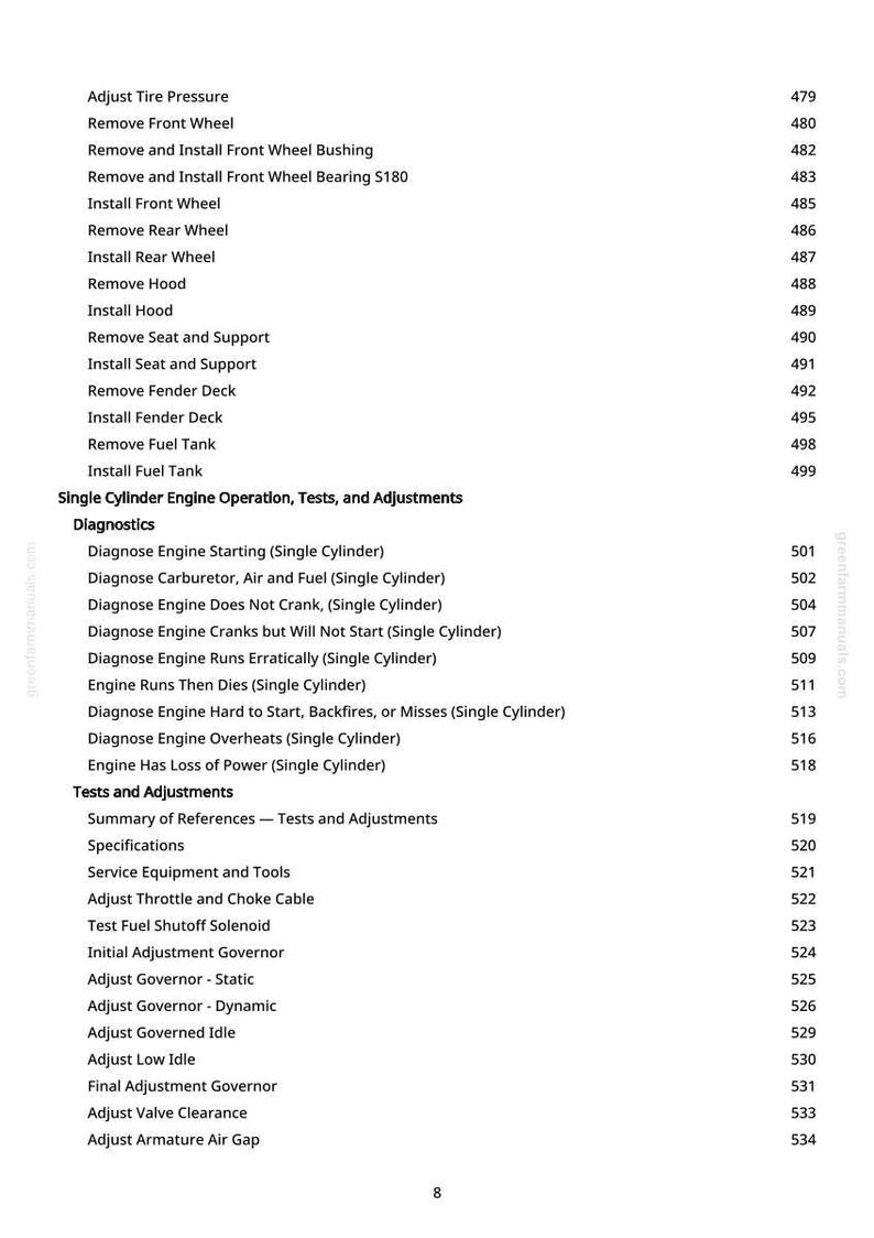 John Deere S100, S110, S120, S130, S140, S160, S170, S180 Lawn Tractor Technical Manual Pdf | Instant Download image 9