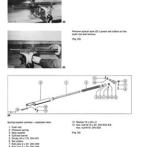 May include: Diagram of a spring-loaded cylinder, exploded view, with labeled parts including push rod, pressure spring, and cylinder barrel. Includes instructions for disassembly and reassembly.