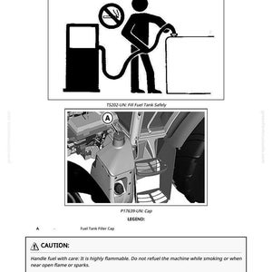 K&ouml;nnte beinhalten: Diagramm, das sichere Verfahren zum Bef&uuml;llen des Kraftstofftanks veranschaulicht. Das Bild enth&auml;lt eine Warnung vor dem Rauchen und einen Hinweis auf brennbaren Kraftstoff. Der Text lautet: "Kraftstofftank sicher bef&uuml;llen" und "Mit Kraftstoff vorsichtig umgehen."