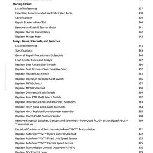 May include: A printed page from a manual, featuring a detailed table of contents. The text includes sections on alternators, starting circuits, relays, fuses, solenoids, and switches. The page number is 7.