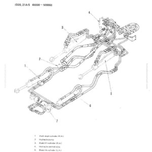 May include: Technical diagram showing a hydraulic system's structure and function. The illustration features various components like cylinders, a pump, and control valves, with labels. A detailed engineering drawing.