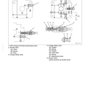 Peut inclure: Sch&eacute;ma technique des composants du syst&egrave;me de transmission, notamment une soupape de s&eacute;curit&eacute; &agrave; 2 &eacute;tages, une vanne navette et une soupape d'aspiration. L'image pr&eacute;sente des illustrations d&eacute;taill&eacute;es avec des &eacute;tiquettes. Texte: "FH100,120,135,160-1".
