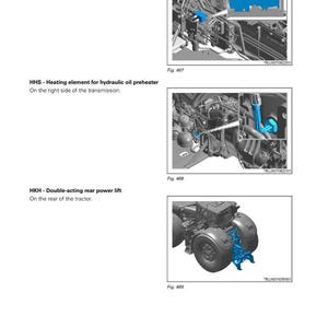 May include: Diagram showing tractor components: hydraulic trailer brake master cylinder, heating element for hydraulic oil preheater, and double-acting rear power lift. The Fendt logo is present.