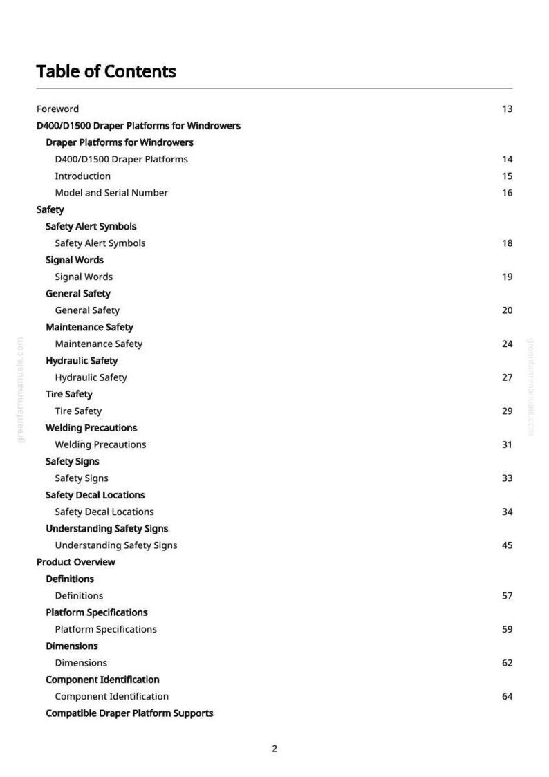 Op de afbeelding: Een witte pagina met een zwarte inhoudsopgave voor een handleiding. De titels zijn onder meer Voorwoord, Veiligheid en Productoverzicht. Paginanummers staan aan de rechterkant.