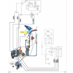 May include: Diagram of a single-circuit brake system with two pedals, labeled "FENDT." The schematic includes components like the left and right service brakes, hand brake, and hand brake accumulator. Text includes "1000-Gearbox" and "1070-Brake system."