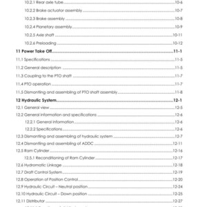 Puede incluir: Una p&aacute;gina de manual t&eacute;cnico detallada con un &iacute;ndice para el eje trasero, la toma de fuerza y el sistema hidr&aacute;ulico de un tractor. El documento incluye especificaciones, descripciones e instrucciones de montaje. El manual est&aacute; etiquetado como "DISCOVERY II P/N 6754275A1".