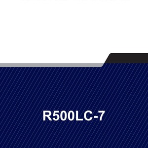 May include: A service manual with the text "SERVICE MANUAL" in large, bold, black letters at the top. Below, a dark blue background with diagonal white lines and the text "R500LC-7" in white.