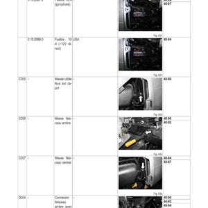 May include: Diagram of electrical schematics with labels and illustrations. The image includes text in French, diagrams of vehicle components, and reference numbers. The diagrams show wiring and fuse locations.