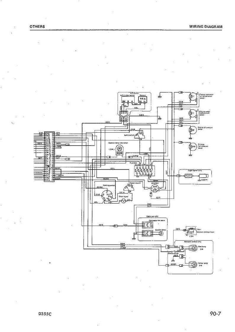 May include: A black and white wiring diagram with the text "OTHERS" and "WIRING DIAGRAM" at the top. The diagram includes various electrical components, lines, and labels. The bottom of the diagram has the text "D355C" and "90-7".