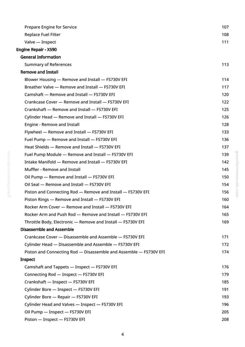 K&ouml;nnte beinhalten: Eine Seite aus einem Reparaturhandbuch mit einem Inhaltsverzeichnis f&uuml;r die Motorreparatur. Der Text umfasst Abschnitte zum Ausbau, Einbau, Zerlegen, Zusammenbauen und &Uuml;berpr&uuml;fen von Motorkomponenten.