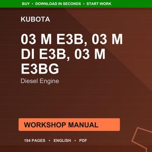 Kubota 03 M e3b di e3bg Dieselmotor Werkstatt-Handbuch PDF | Service Reparatur | Sofort Download Bild 1