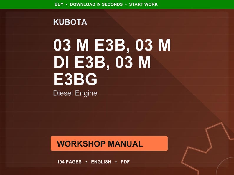 Kubota 03 M e3b di e3bg Dieselmotor Werkstatt-Handbuch PDF | Service Reparatur | Sofort Download Bild 1