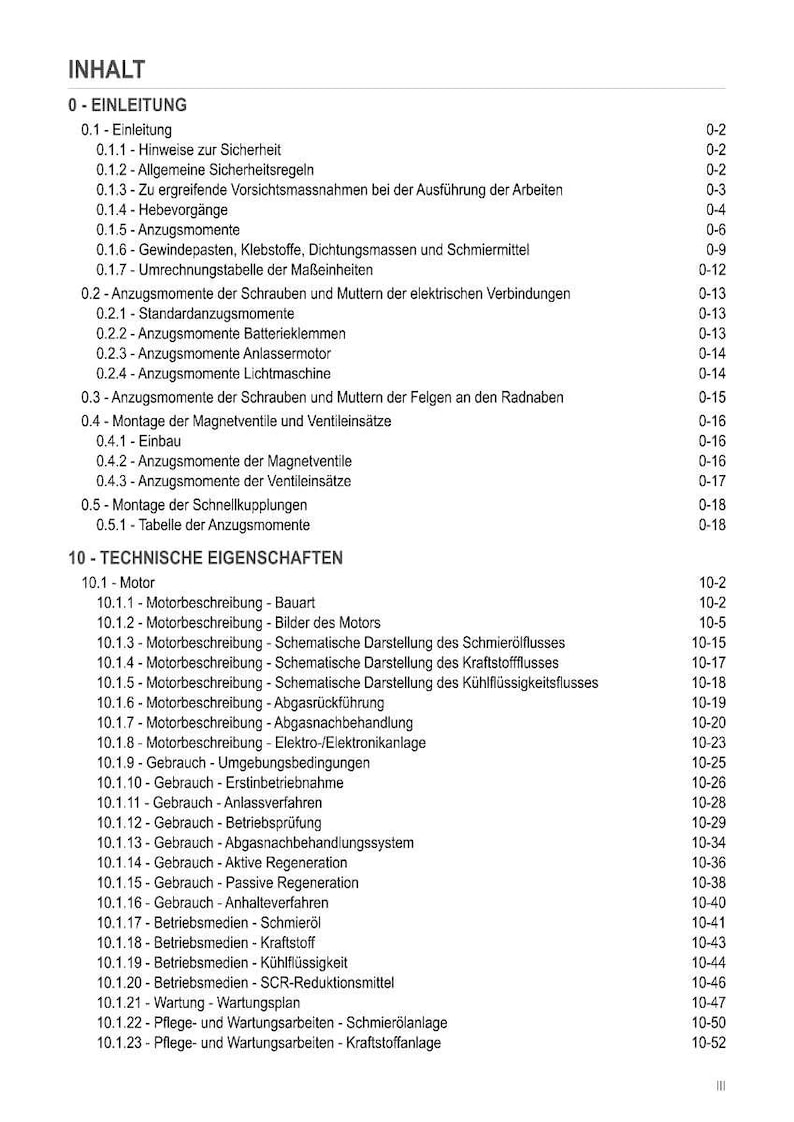 May include: A detailed table of contents from a technical manual, featuring sections on engine specifications, maintenance, and safety guidelines. The document is organized with numbered headings and subheadings, providing a comprehensive overview of the subject matter.