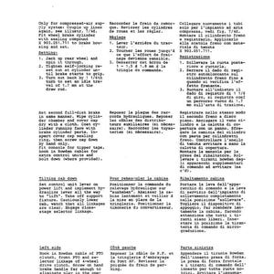 Pu&ograve; includere: Una pagina di manuale con istruzioni in pi&ugrave; lingue. Il testo include termini tecnici e diagrammi relativi alla manutenzione dei veicoli, con misure in millimetri.