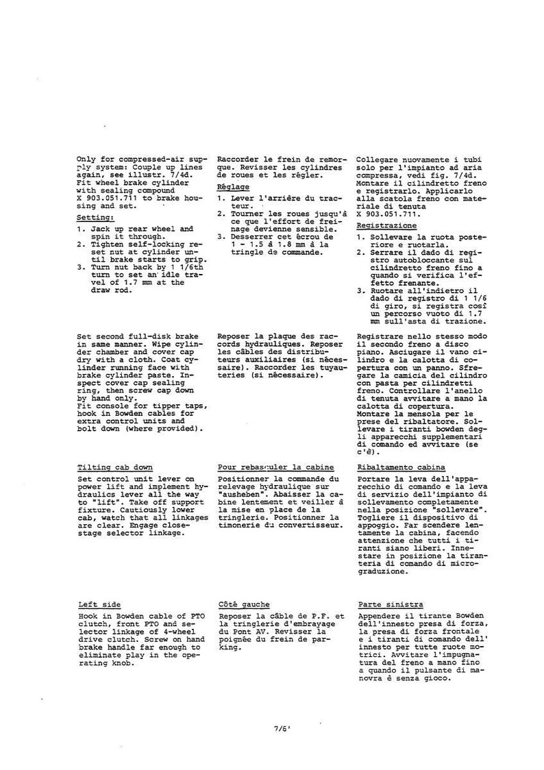 Pu&ograve; includere: Una pagina di manuale con istruzioni in pi&ugrave; lingue. Il testo include termini tecnici e diagrammi relativi alla manutenzione dei veicoli, con misure in millimetri.
