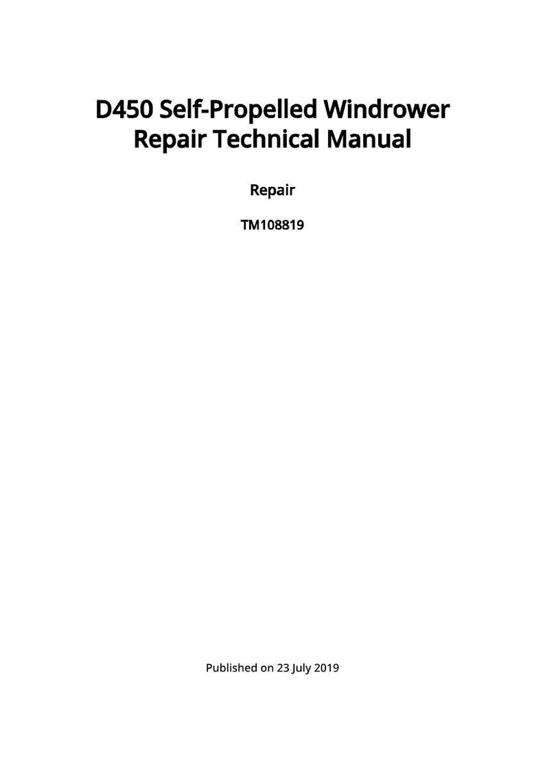 May include: A white manual titled "D450 Self-Propelled Windrower Repair Technical Manual." The text "Repair" and "TM108819" are also visible. Published on 23 July 2019.
