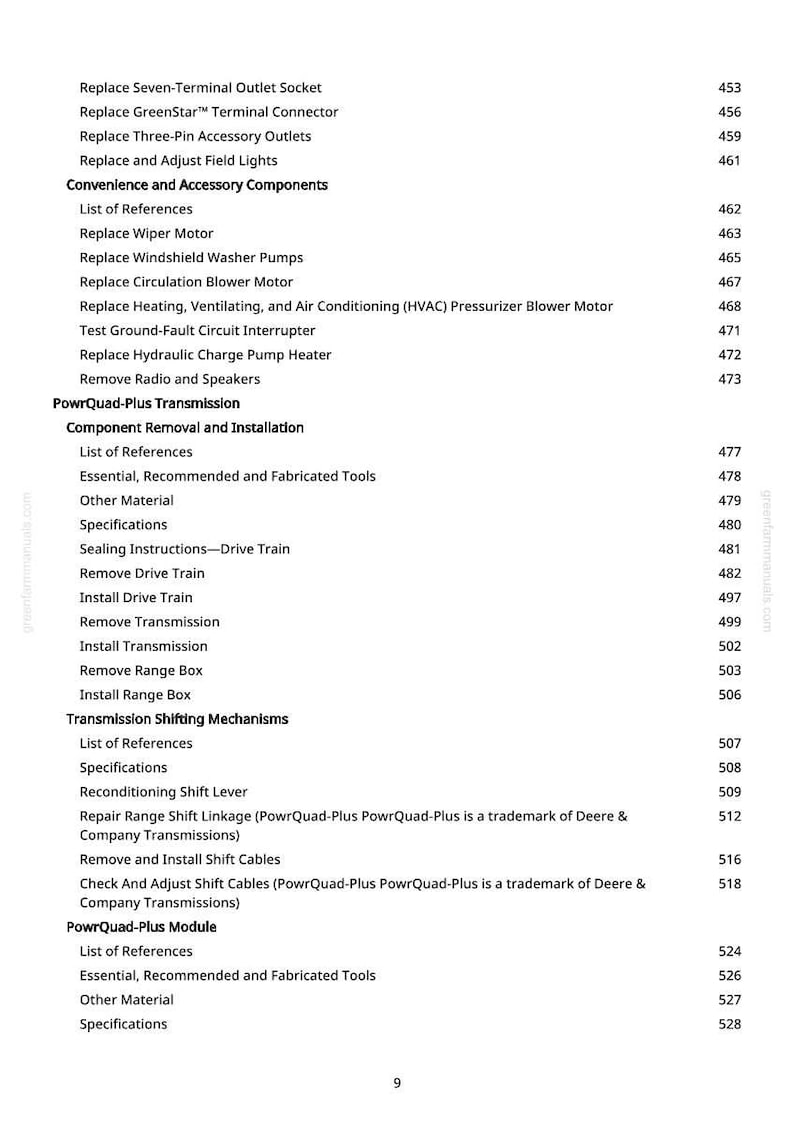 May include: A detailed table of contents from a manual, featuring various automotive repair topics. Sections include convenience components, transmission, and module information. Page numbers are listed on the right.