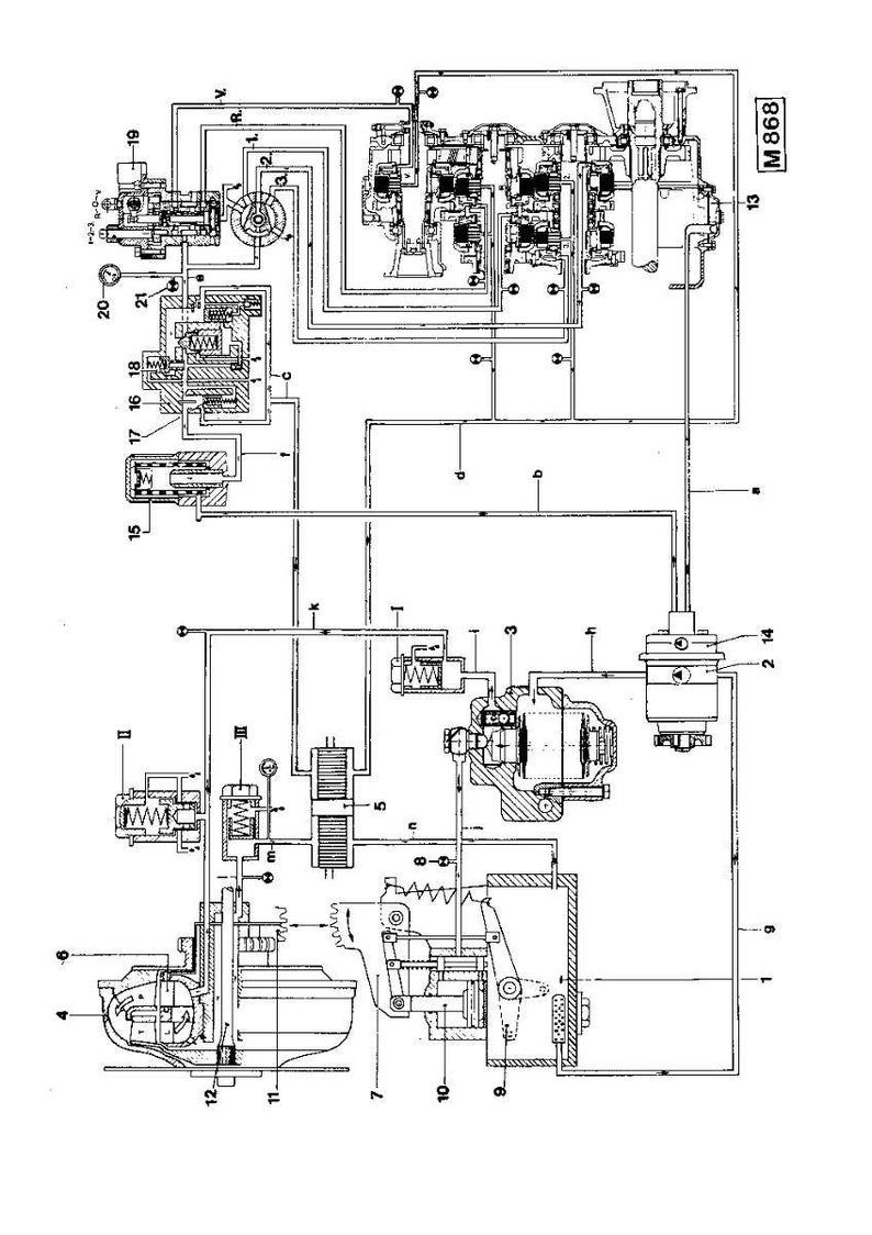 May include: A detailed black and white diagram of a mechanical system, showing interconnected components, lines, and labels. The diagram includes text labels such as "M 868" and numerical references, illustrating the internal workings of a complex mechanism.
