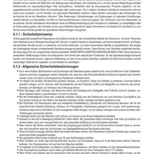 May include: A page from a manual with the title "EINLEITUNG" (Introduction) in German. The text is in German and includes safety instructions and general safety regulations for machinery repair and maintenance.