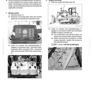 Pu&ograve; includere: Diagramma tecnico da un manuale che illustra la risoluzione dei problemi del sistema elettrico. Include immagini di un pannello di controllo, un controller del motore e connettori. Il testo spiega le procedure.