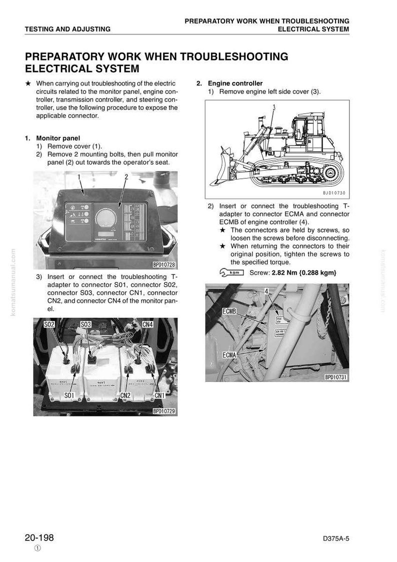 Pu&ograve; includere: Diagramma tecnico da un manuale che illustra la risoluzione dei problemi del sistema elettrico. Include immagini di un pannello di controllo, un controller del motore e connettori. Il testo spiega le procedure.