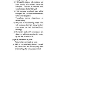Puede incluir: Una p&aacute;gina de manual que detalla la limpieza y prevenci&oacute;n de la oxidaci&oacute;n de piezas. El texto incluye instrucciones sobre el uso de queroseno y la aplicaci&oacute;n de protectores contra la oxidaci&oacute;n. El n&uacute;mero de p&aacute;gina es 7-104.