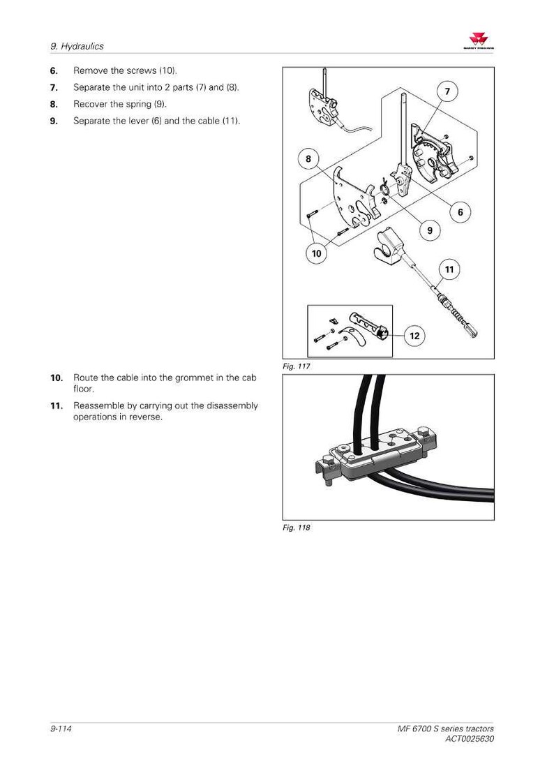 K&ouml;nnte beinhalten: Technische Zeichnung von Hydraulikkomponenten, einschlie&szlig;lich Schrauben, Hebeln, Federn und Kabeln. Das Bild ist eine detaillierte Illustration mit nummerierten Teilen und Beschriftungen, wahrscheinlich aus einem Traktorhandbuch. Die Zeichnung ist in Schwarzwei&szlig;.