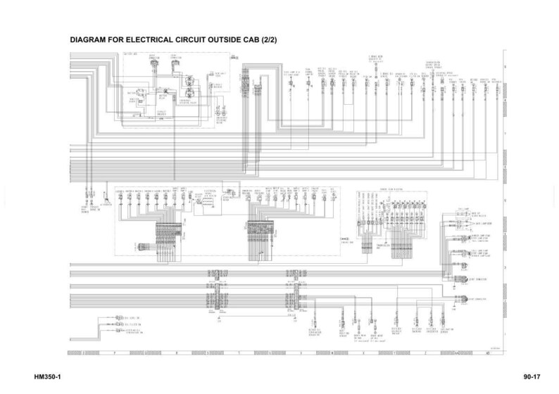 May include: Diagram for electrical circuit outside cab (2/2) with a complex network of lines, symbols, and text. The diagram is in black and white, with the text at the top reading "Diagram for Electrical Circuit Outside Cab (2/2)".