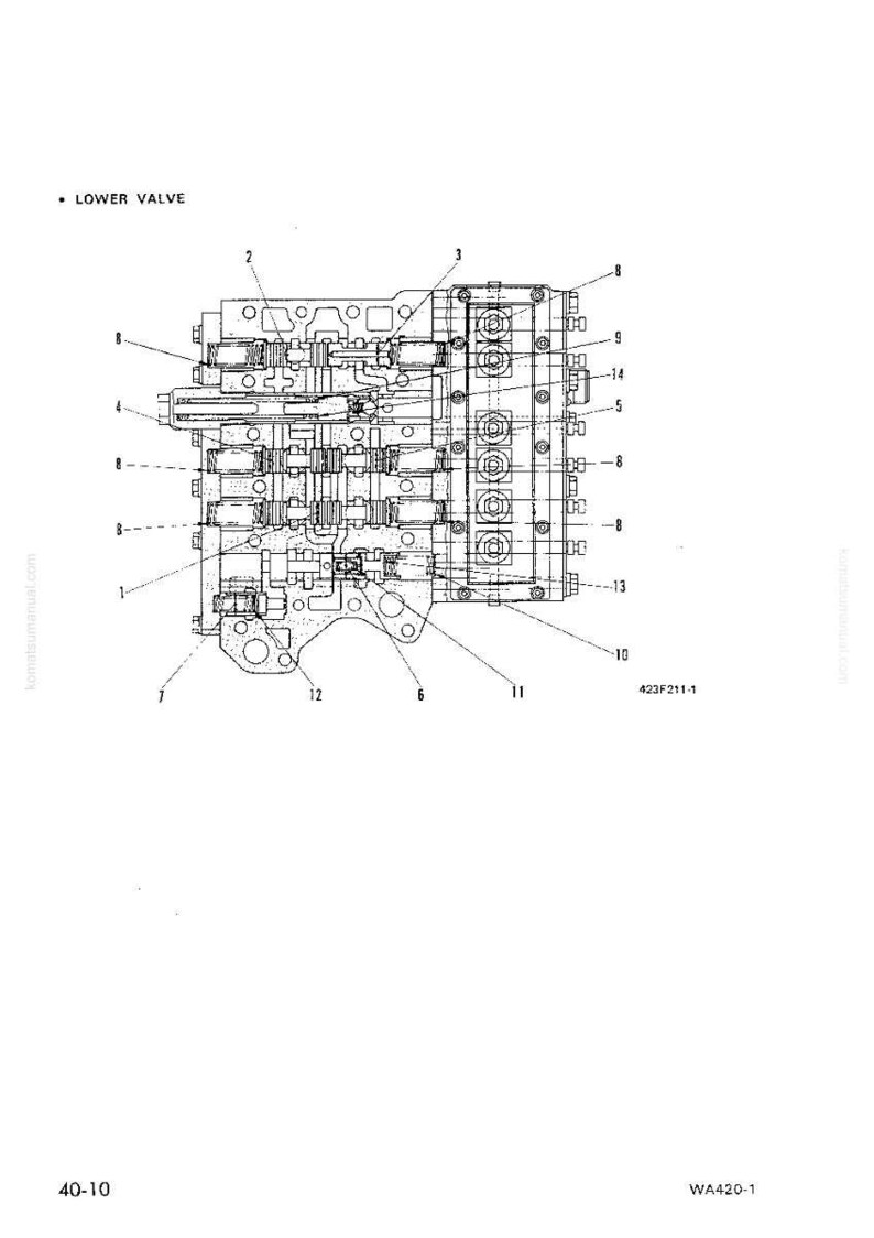 K&ouml;nnte beinhalten: Detaillierte technische Zeichnung einer unteren Ventilbaugruppe, beschriftet mit Nummern und gestrichelten Linien. Die Zeichnung ist in Schwarzwei&szlig; gehalten, mit dem Text "LOWER VALVE" oben.