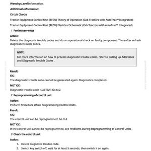 Op de afbeelding: Een technisch document met de titel "TEC 000630.02 - Interne fout van de regeleenheid". Het document bevat instructies voor het oplossen van problemen en het herprogrammeren van een regeleenheid. De tekst is zwart op een witte achtergrond.